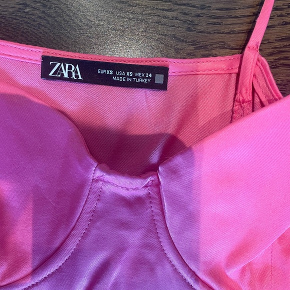 Zara, fushia, mini dress, satin, size xs - Picture 2 of 2